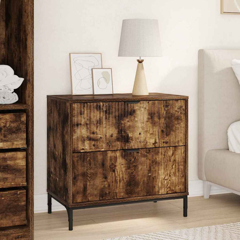Produktbild för Sängbord Rökfärgad ek 63.5 x 36 x 61 cm Konstruerat trä