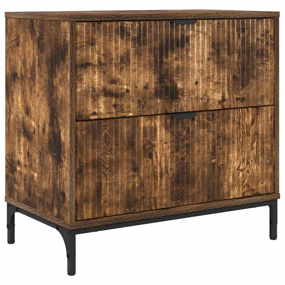Produktbild för Sängbord Rökfärgad ek 63.5 x 36 x 61 cm Konstruerat trä