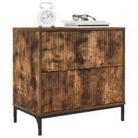 Produktbild för Sängbord Rökfärgad ek 63.5 x 36 x 61 cm Konstruerat trä