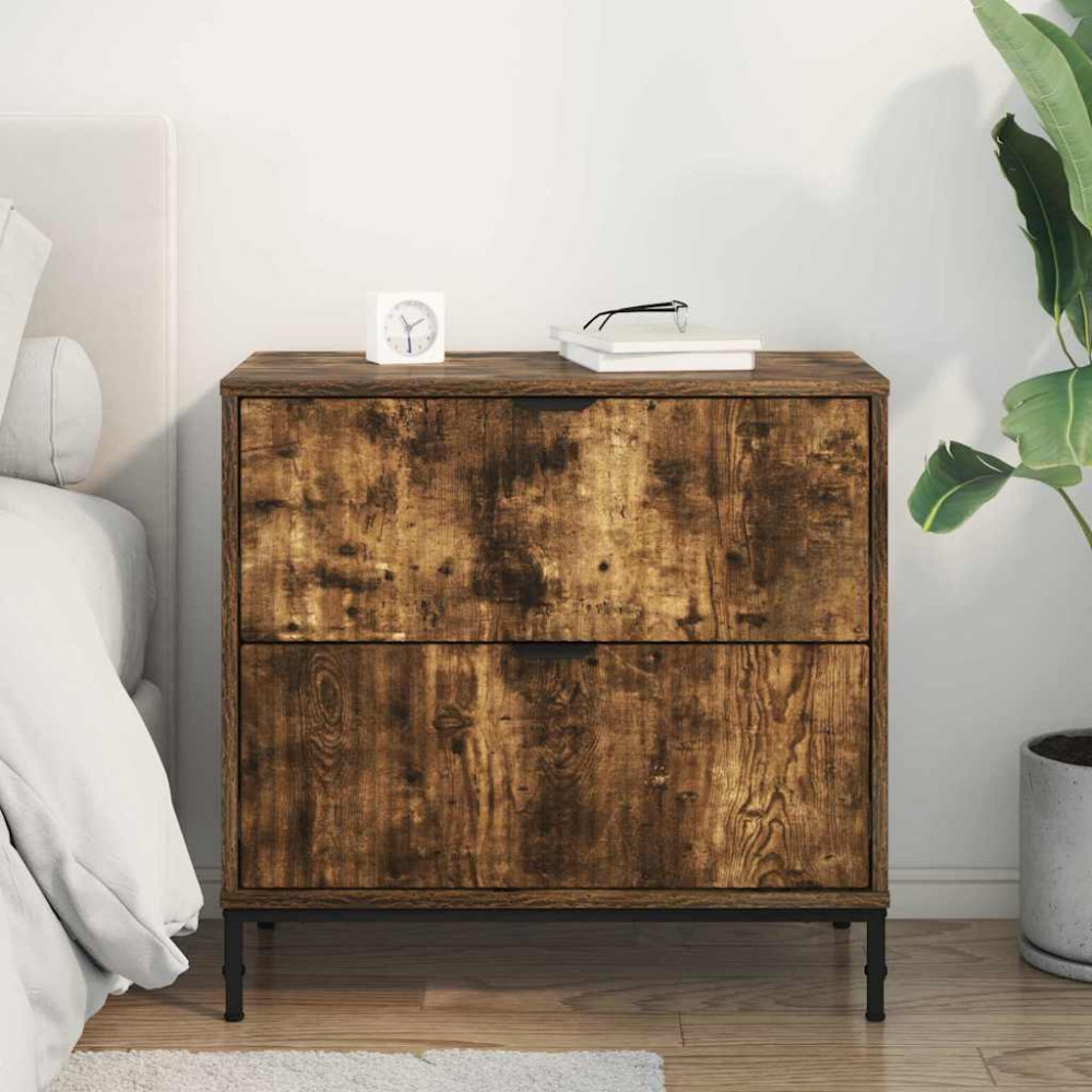 Produktbild för Sängbord Rökfärgad ek 63.5 x 36 x 61 cm Konstruerat trä