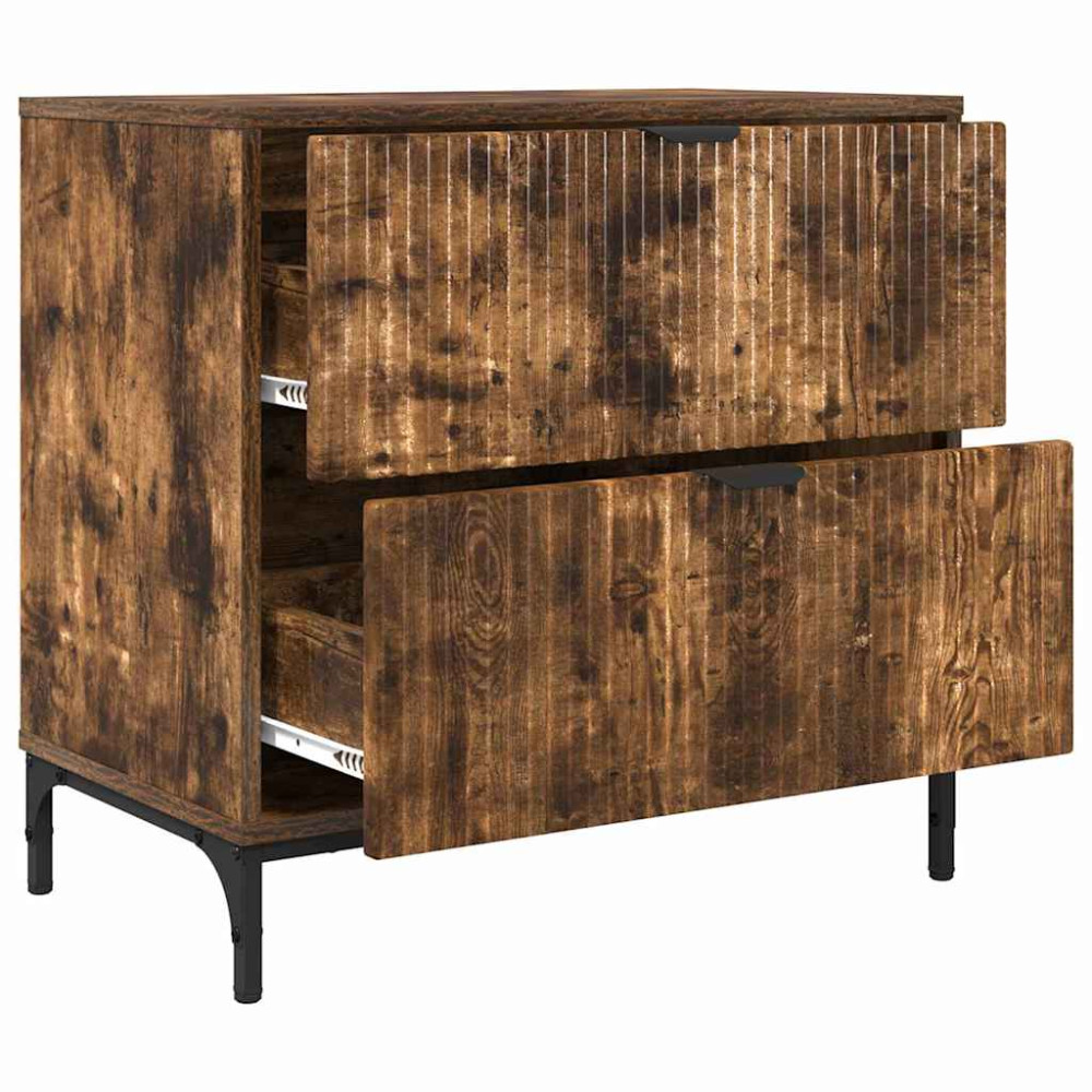 Produktbild för Sängbord Rökfärgad ek 63.5 x 36 x 61 cm Konstruerat trä