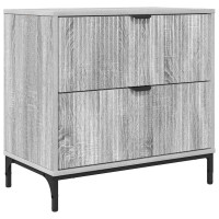 Produktbild för Sängbord med låda Grå sonoma 63.5 x 36 x 61 cm Konstruerat trä