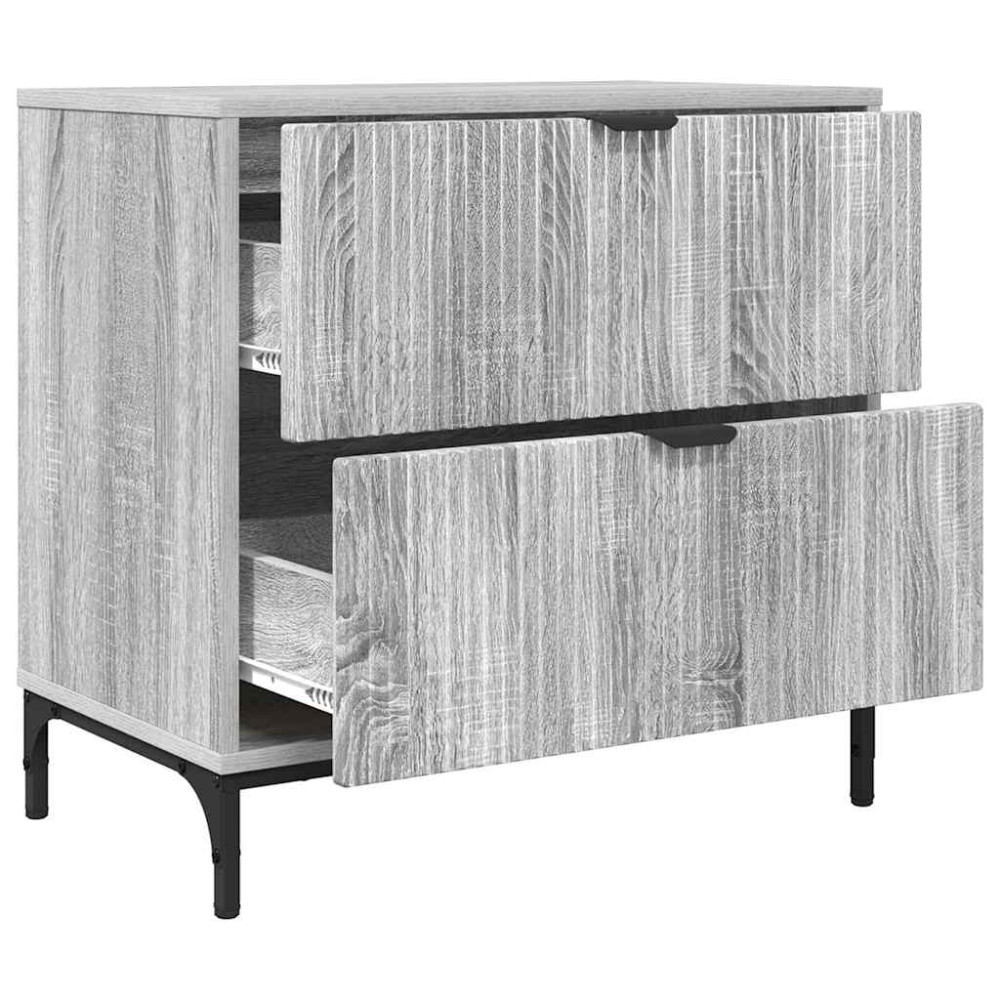 Produktbild för Sängbord med låda Grå sonoma 63.5 x 36 x 61 cm Konstruerat trä