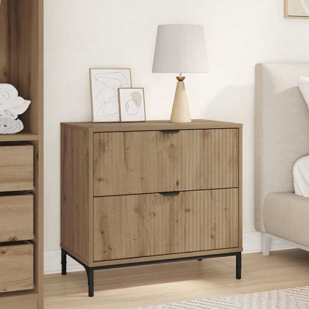 Produktbild för Sängbord med låda artisan ek 63.5 x 36 x 61 cm Konstruerat trä