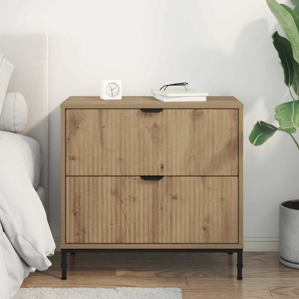 Produktbild för Sängbord med låda artisan ek 63.5 x 36 x 61 cm Konstruerat trä
