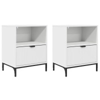Produktbild för Nattduksbord med låda 2 pcs Vit 49 x 36 x 61 cm Konstruerat trä