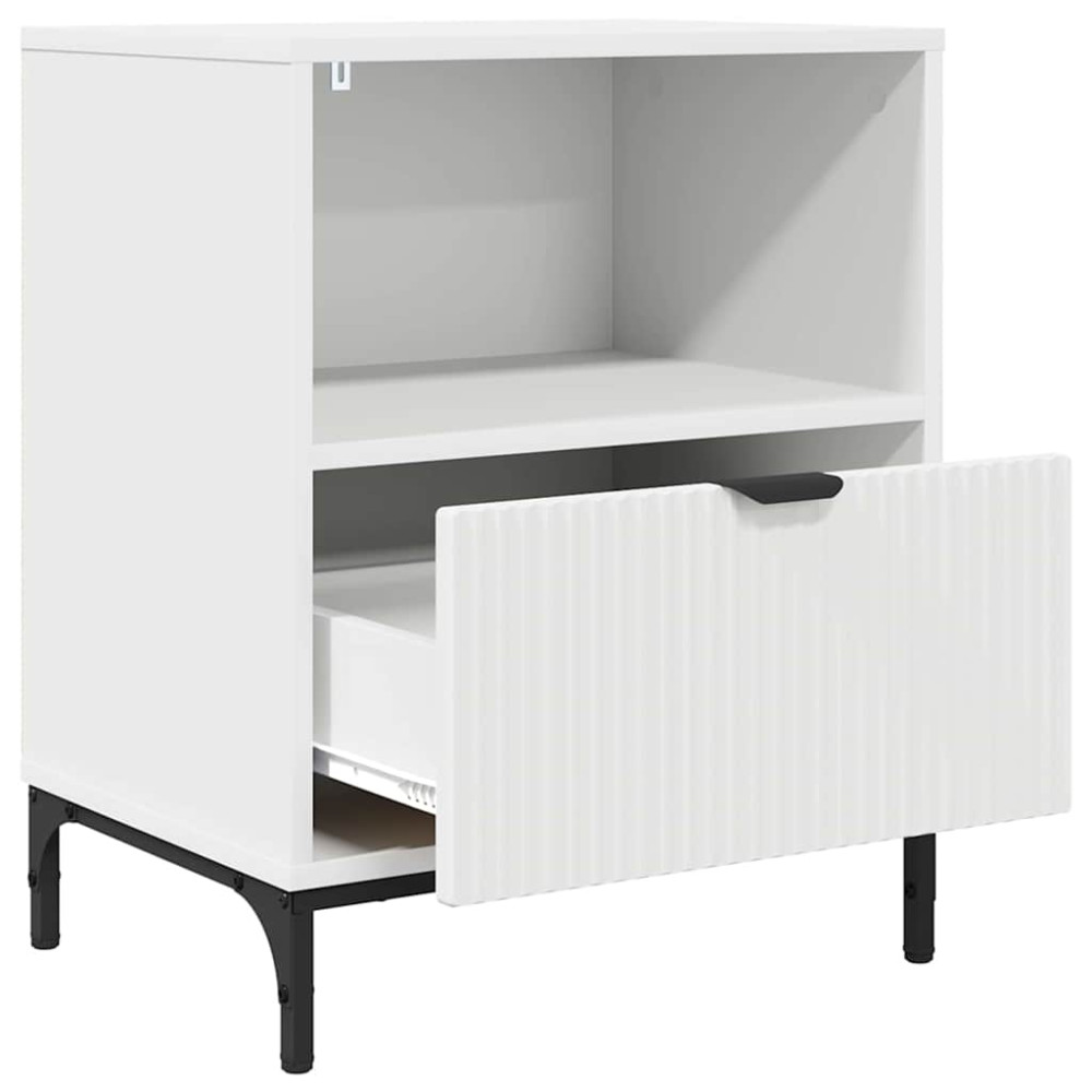 Produktbild för Nattduksbord med låda 2 pcs Vit 49 x 36 x 61 cm Konstruerat trä