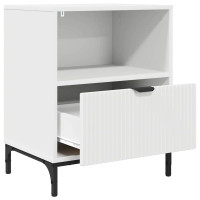 Produktbild för Nattduksbord med låda 2 pcs Vit 49 x 36 x 61 cm Konstruerat trä