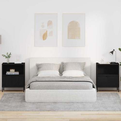vidaXL Nattduksbord 2 pcs Svart 49 x 36 x 61 cm Konstruerat trä
