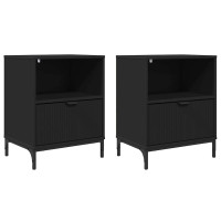Produktbild för Nattduksbord 2 pcs Svart 49 x 36 x 61 cm Konstruerat trä