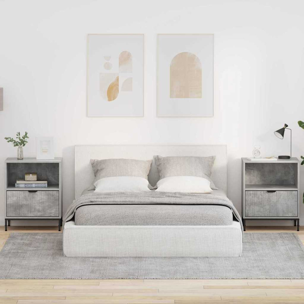 Produktbild för Nattduksbord 2 pcs Betonggrå 49 x 36 x 61 cm Konstruerat trä