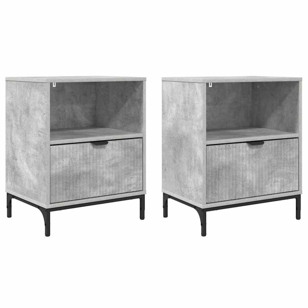 Produktbild för Nattduksbord 2 pcs Betonggrå 49 x 36 x 61 cm Konstruerat trä