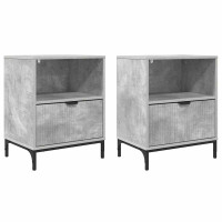 Produktbild för Nattduksbord 2 pcs Betonggrå 49 x 36 x 61 cm Konstruerat trä
