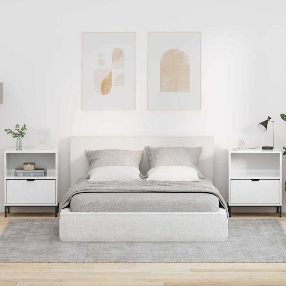 Produktbild för Nattduksbord 2 pcs Vit högglans 49 x 36 x 61 cm Konstruerat trä