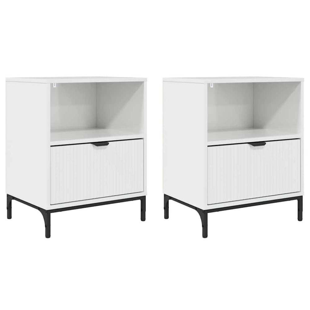 Produktbild för Nattduksbord 2 pcs Vit högglans 49 x 36 x 61 cm Konstruerat trä