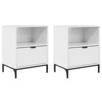 Produktbild för Nattduksbord 2 pcs Vit högglans 49 x 36 x 61 cm Konstruerat trä