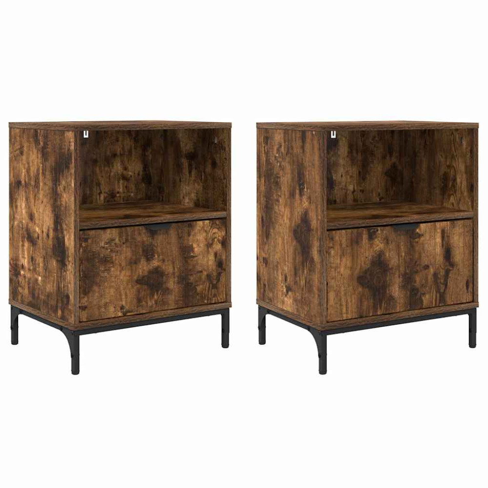 Produktbild för Nattduksbord 2 pcs Rökfärgad ek 49 x 36 x 61 cm Konstruerat trä