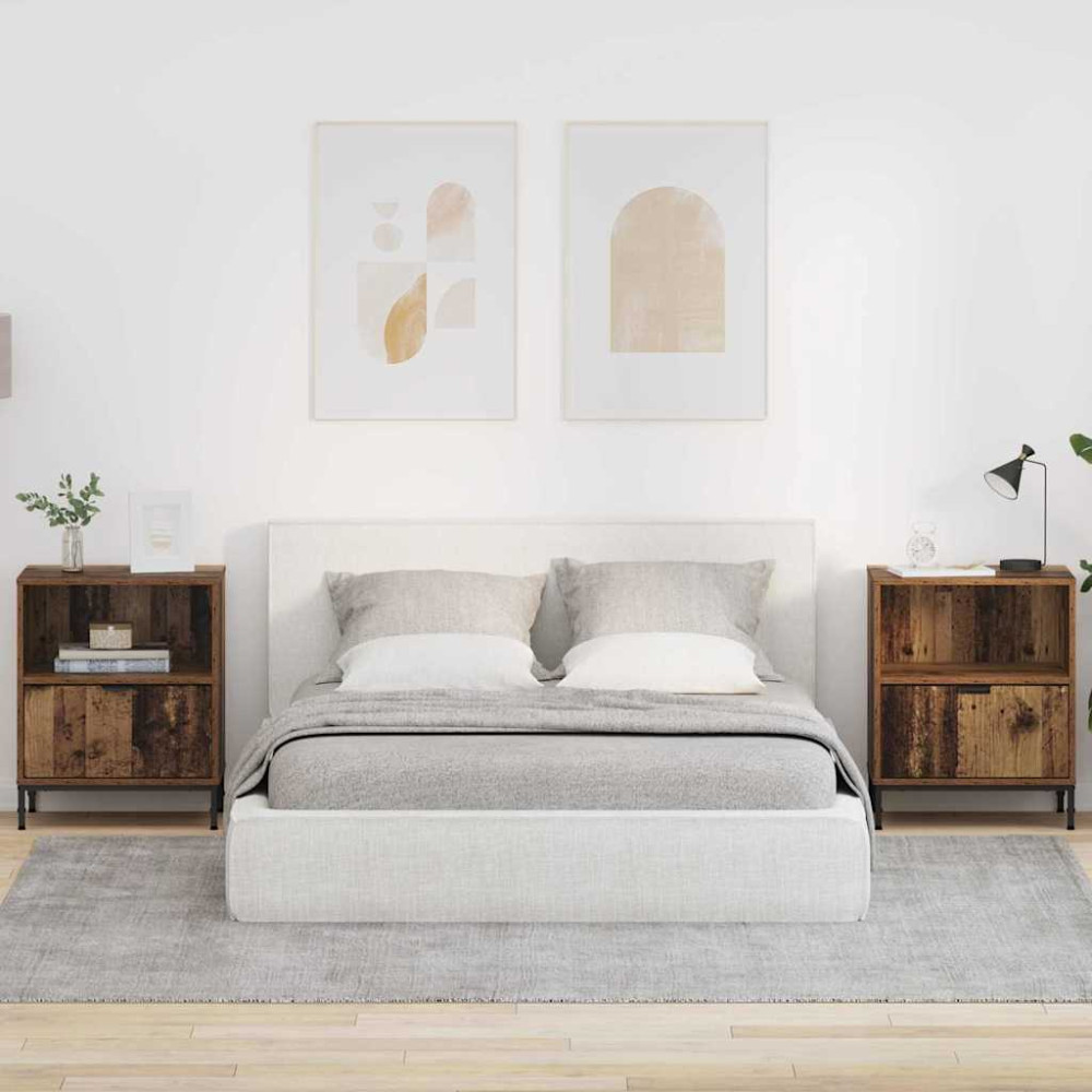 Produktbild för Nattduksbord 2 pcs Gammalt trä 49 x 36 x 61 cm Konstruerat trä