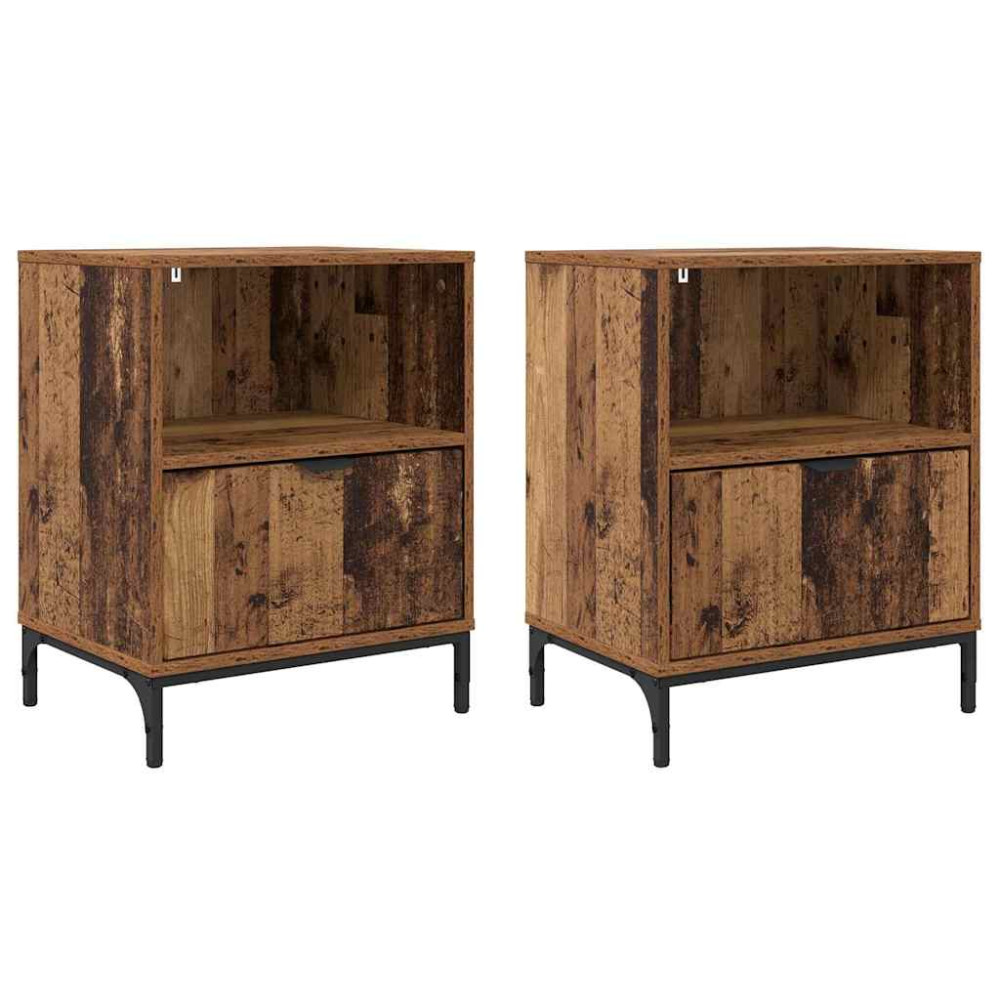 Produktbild för Nattduksbord 2 pcs Gammalt trä 49 x 36 x 61 cm Konstruerat trä
