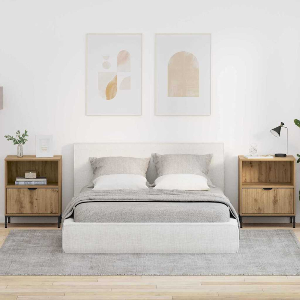 Produktbild för Nattduksbord 2 pcs artisan ek 49 x 36 x 61 cm Konstruerat trä