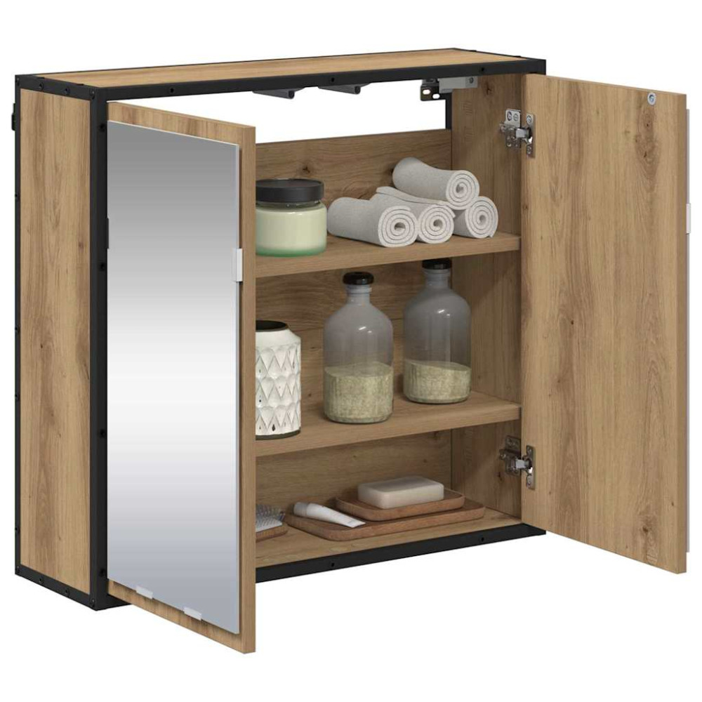 Produktbild för Vägg hylla med hylla Väggmonterad Artisan Ek 65 x 20 x 60 cm