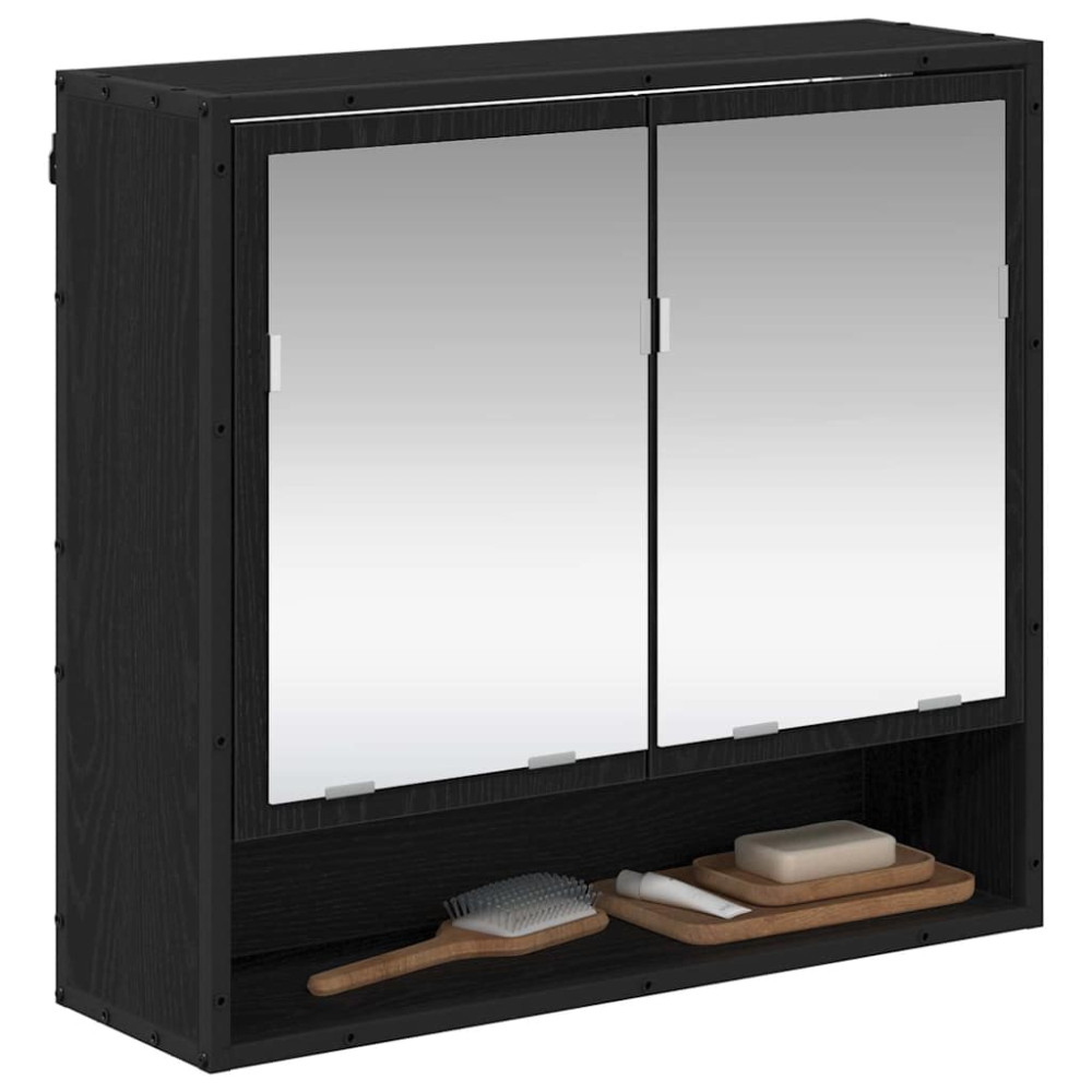 Produktbild för Vägg hylla med hylla Väggmonterad Svart Ek 65 x 20 x 60 cm