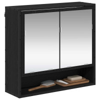 Produktbild för Vägg hylla med hylla Väggmonterad Svart Ek 65 x 20 x 60 cm