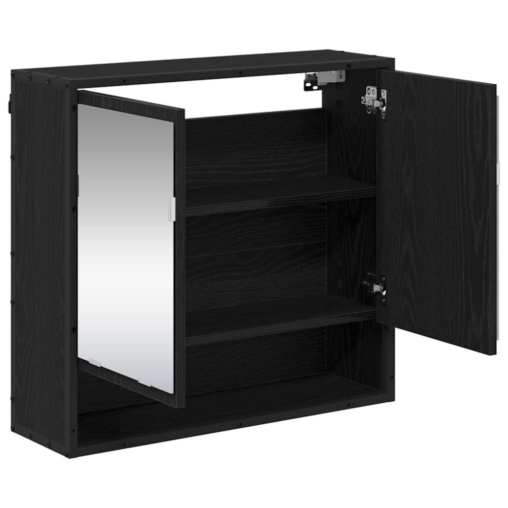Produktbild för Vägg hylla med hylla Väggmonterad Svart Ek 65 x 20 x 60 cm