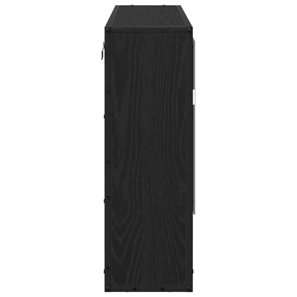 Produktbild för Vägg hylla med hylla Väggmonterad Svart Ek 65 x 20 x 60 cm