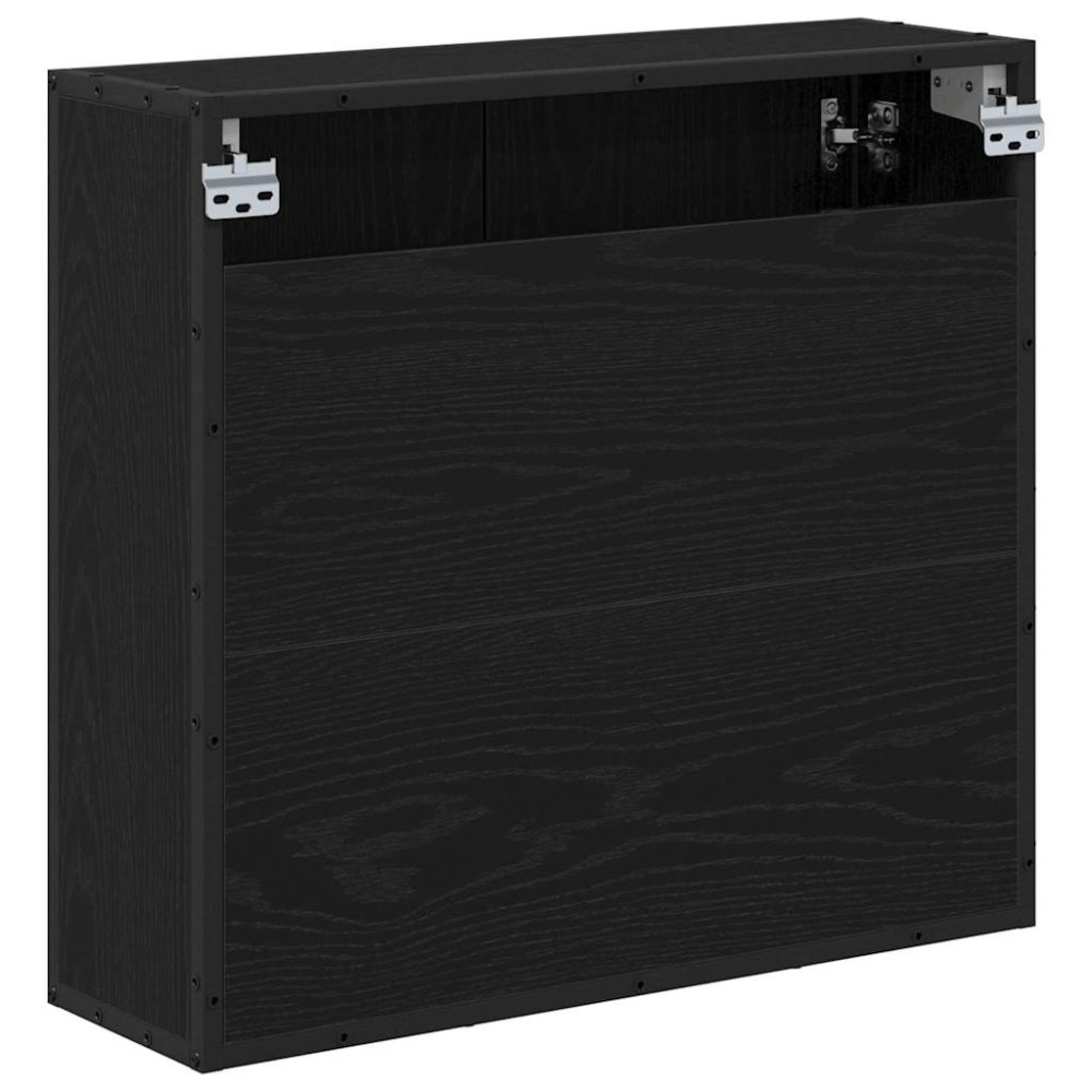Produktbild för Vägg hylla med hylla Väggmonterad Svart Ek 65 x 20 x 60 cm