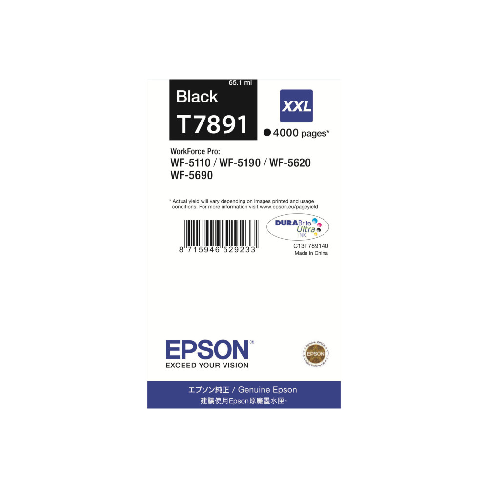 Produktbild för Epson T7891 - XXL-storlek - svart - original - utskriftkassett