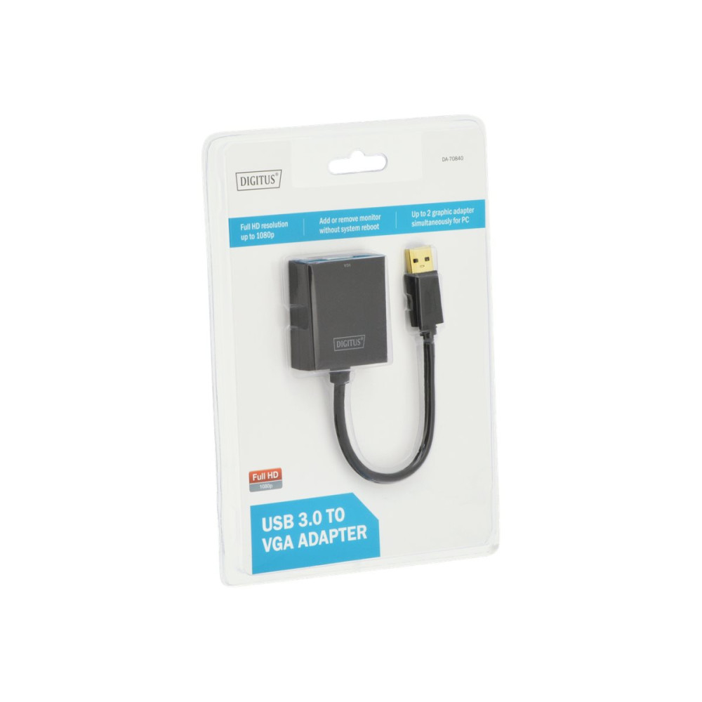 Produktbild för DIGITUS USB 3.0 to VGA Adapter - extern videoadapter - svart