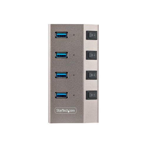 StarTech.com StarTech.com 4-Port Self-Powered USB-C Hub with Individual On/Off Switches, USB 3.0 5Gbps Expansion Hub w/Power Supply, Desktop/Laptop USB-C to USB-A Hub, 4x BC 1.2 (1.5A), USB Type C Hub - USB-C/A Host Cables (5G4AIBS-USB-HUB-EU) - hubb - 4 portar