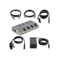 Produktbild för StarTech.com 4-Port Self-Powered USB-C Hub with Individual On/Off Switches, USB 3.0 5Gbps Expansion Hub w/Power Supply, Desktop/Laptop USB-C to USB-A Hub, 4x BC 1.2 (1.5A), USB Type C Hub - USB-C/A Host Cables (5G4AIBS-USB-HUB-EU) - hubb - 4 portar