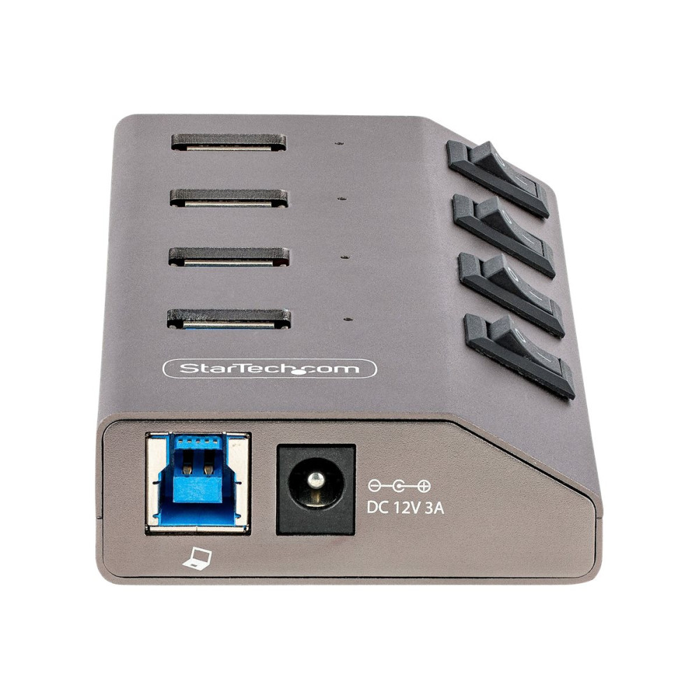 Produktbild för StarTech.com 4-Port Self-Powered USB-C Hub with Individual On/Off Switches, USB 3.0 5Gbps Expansion Hub w/Power Supply, Desktop/Laptop USB-C to USB-A Hub, 4x BC 1.2 (1.5A), USB Type C Hub - USB-C/A Host Cables (5G4AIBS-USB-HUB-EU) - hubb - 4 portar