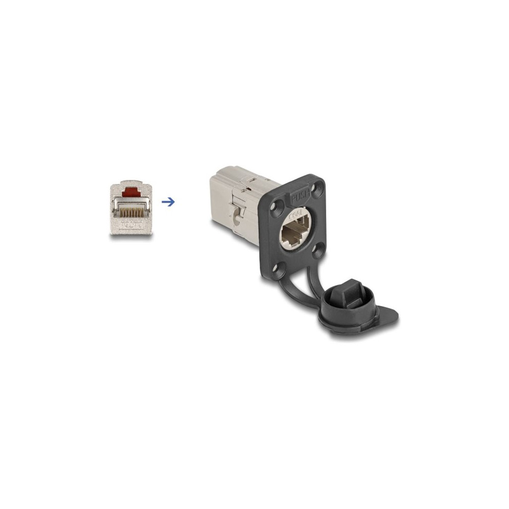 Produktbild för Delock modulär insats (koppling) - D-Type, with protective cap, IP66 dust and waterproof