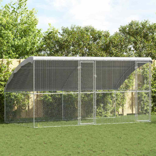 vidaXL Hönshus 2 pcs Silver 400 x 200 x 200 cm Galvaniserat Stål
