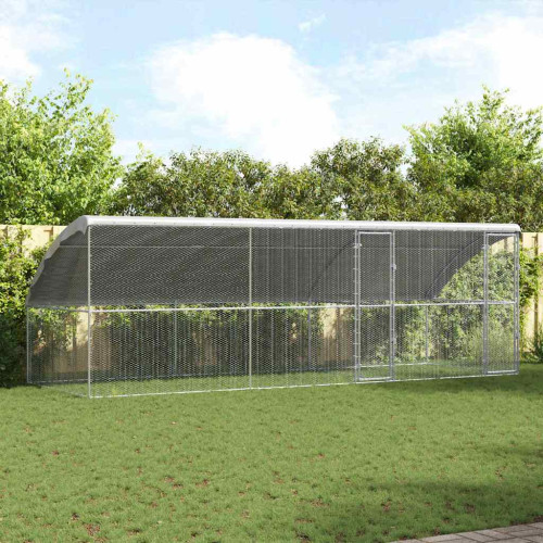 vidaXL Hönshus 3 pcs Silver 600 x 200 x 200 cm Galvaniserat Stål