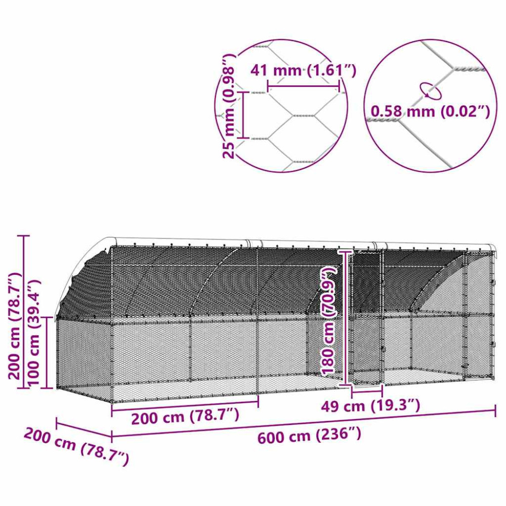 Produktbild för Hönshus 3 pcs Silver 600 x 200 x 200 cm Galvaniserat Stål