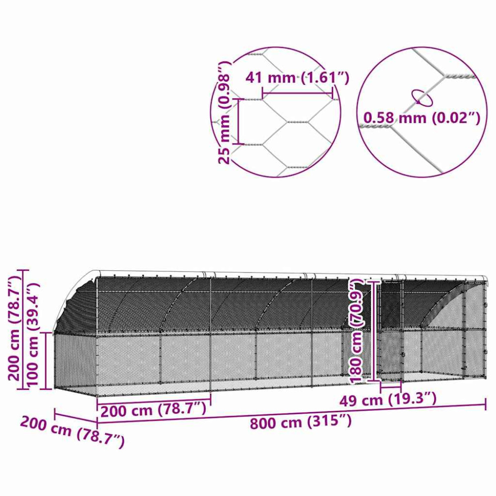 Produktbild för Hönshus 4 pcs Silver 800 x 200 x 200 cm Galvaniserat Stål