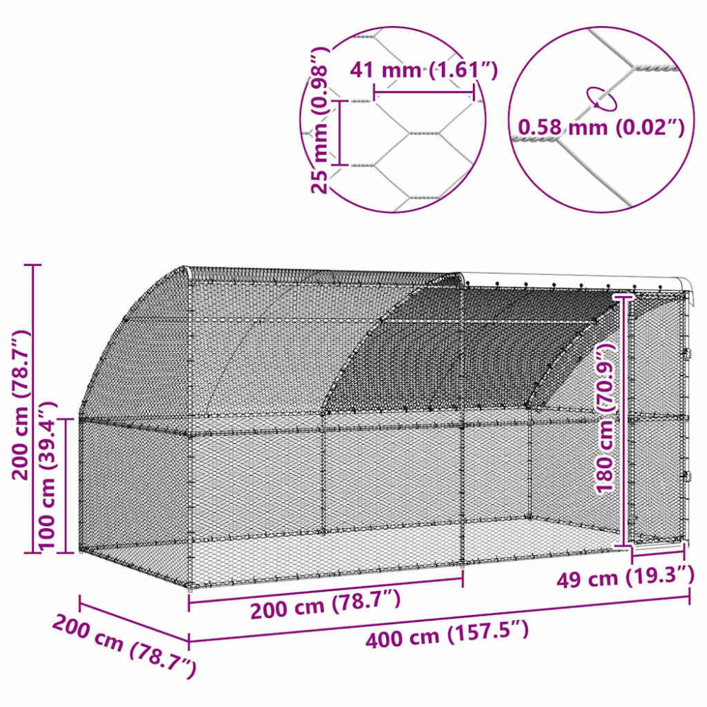 Produktbild för Hönshus 2 pcs Silver 400 x 200 x 200 cm Stål och PE
