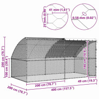 Produktbild för Hönshus 2 pcs Silver 400 x 200 x 200 cm Stål och PE