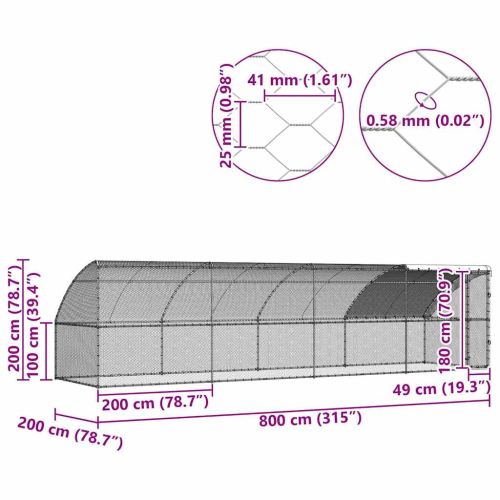 Produktbild för Hönshus 4 pcs Silver 800 x 200 x 200 cm Stål och PE