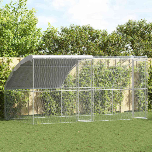 vidaXL Hönshus 2 pcs Silver 400 x 200 x 200 cm Stål och PE
