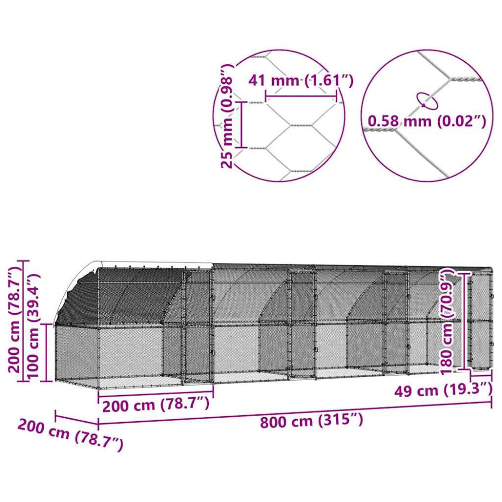 Produktbild för Hönshus 4 pcs Silver 800 x 200 x 200 cm Stål och PE