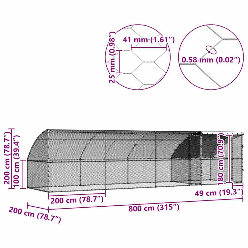Produktbild för Hönshus 4 pcs Silver 800 x 200 x 200 cm Stål och PE