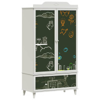 Produktbild för Krittavla Garderob ROROS Vit 90 x 45 x 165 cm Konstruerat trä