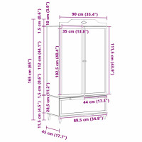 Produktbild för Krittavla Garderob ROROS Vit 90 x 45 x 165 cm Konstruerat trä