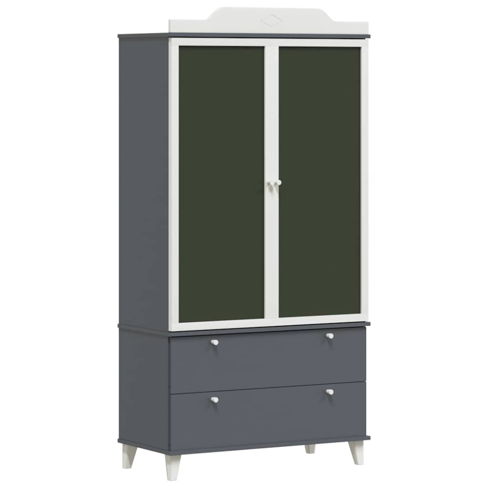 Produktbild för Krittavla Garderob med låda ROROS Grå och Vit 90 x 45 x 180 cm
