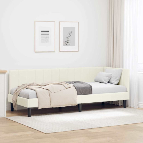 vidaXL Hörn Sängram med huvudgavel Kräm 80 cm x 200 cm Sammet